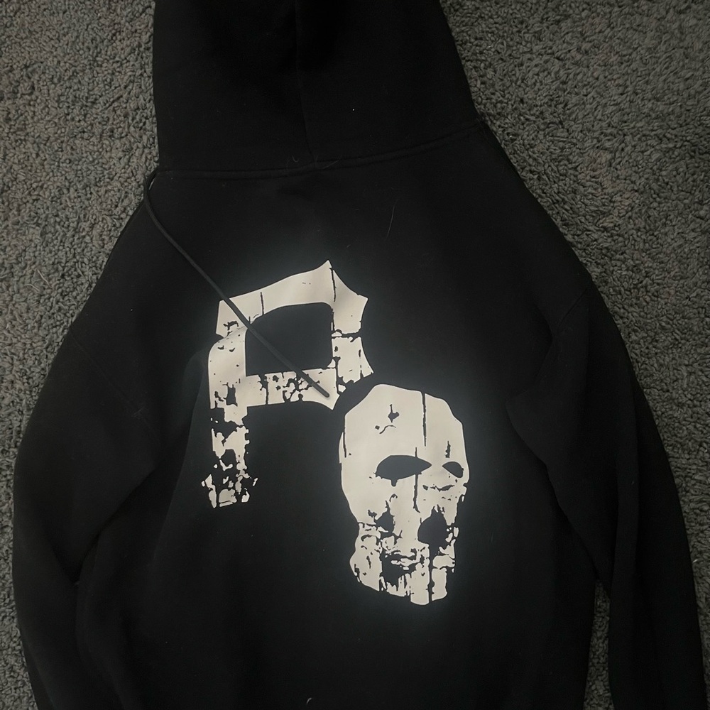 Black Hoodie with White Skull Graphic